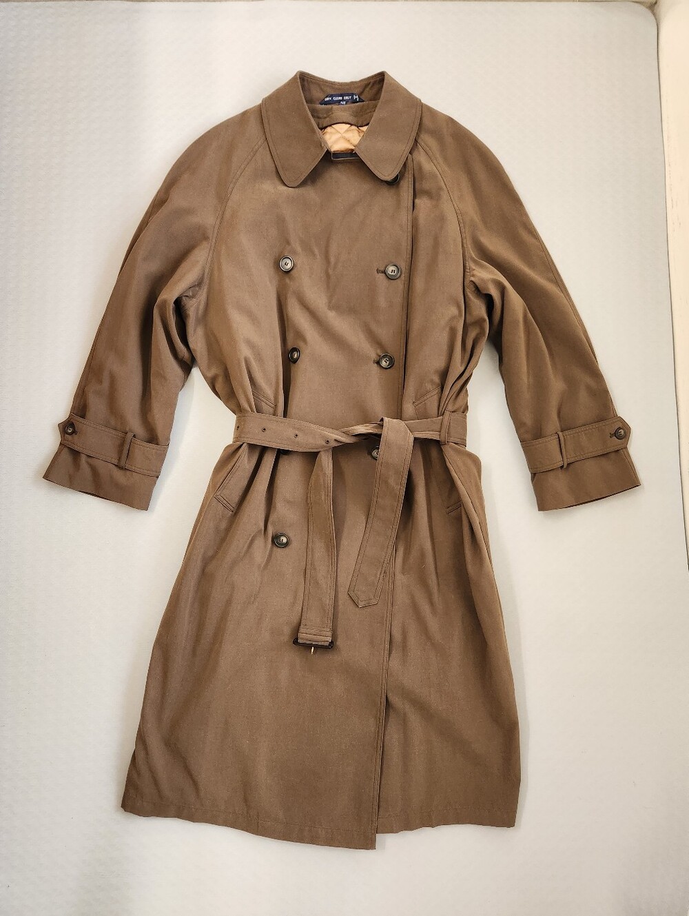 Vintage 90s Ralph Lauren Trench Coat Men's 42R Khaki Brown Lined Double Chest